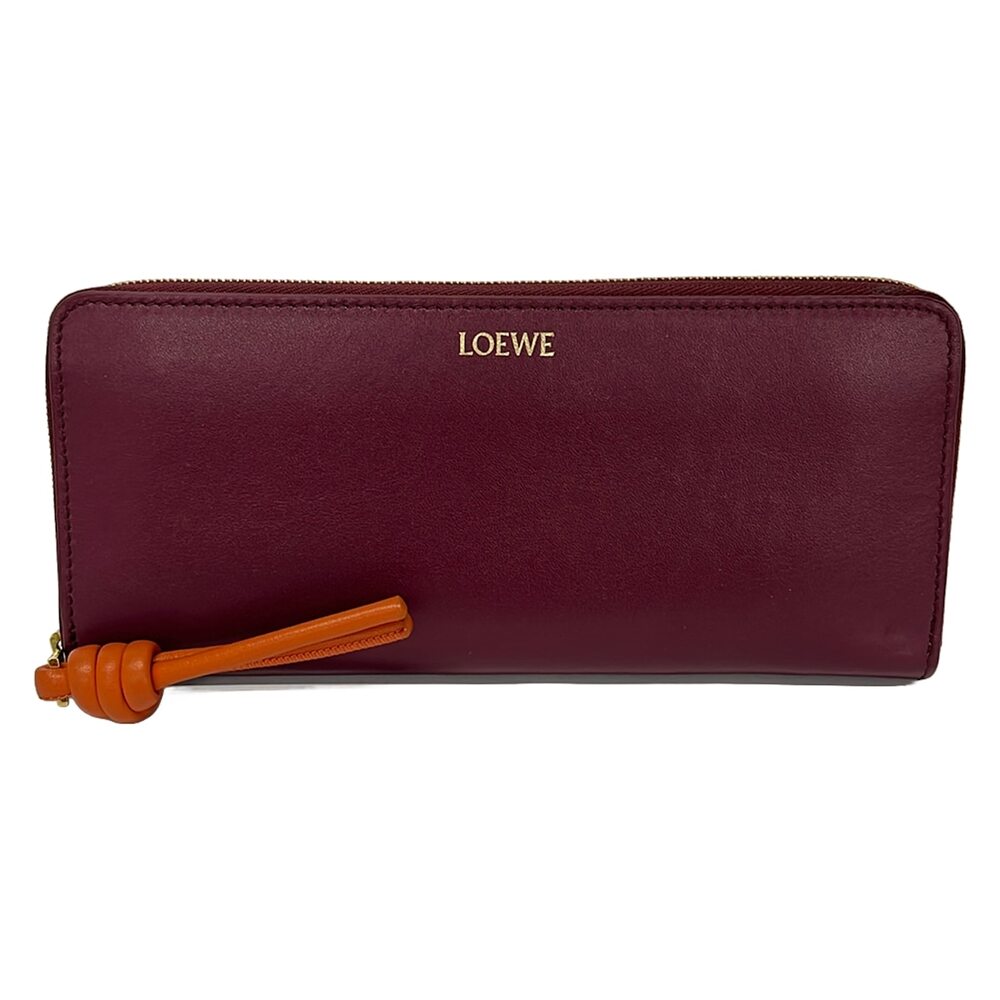 Loewe Knot Zip Around Wallet Long Wallet Bordeaux Brown
